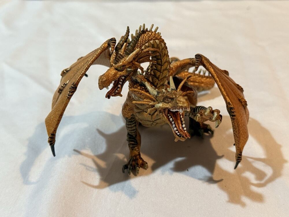 Papo Golden Dragon Fantasy Figure Winged Dragon Hand Painted Collectible